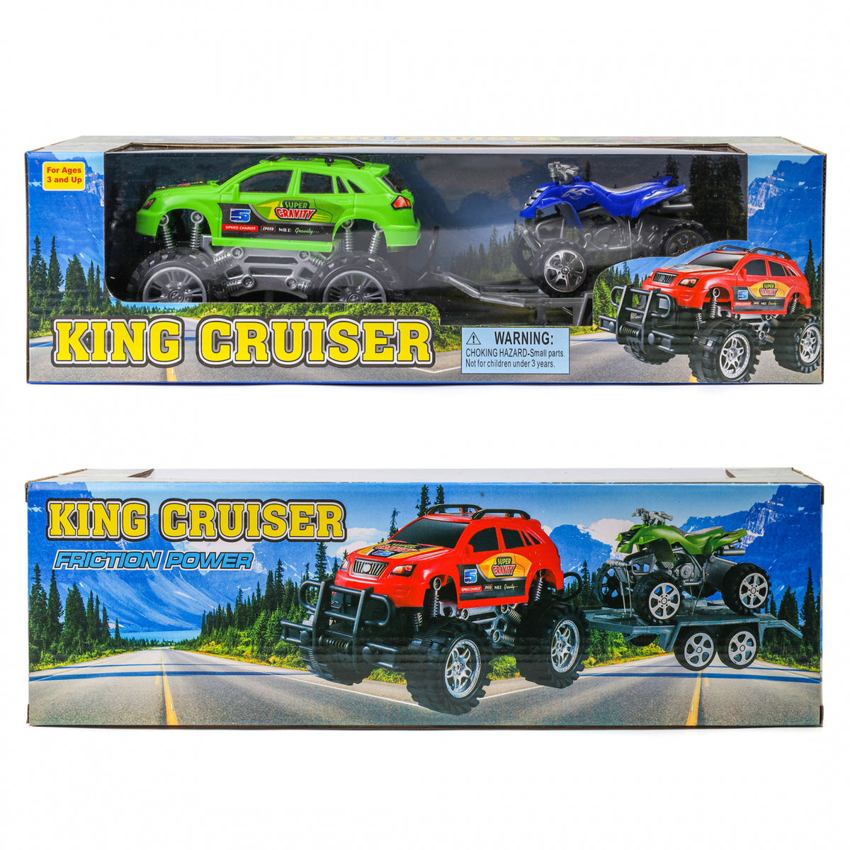 Kidplokio Monster Trucks Toy ATV Off Road Friction Trailer Pull Back Cars, view 21