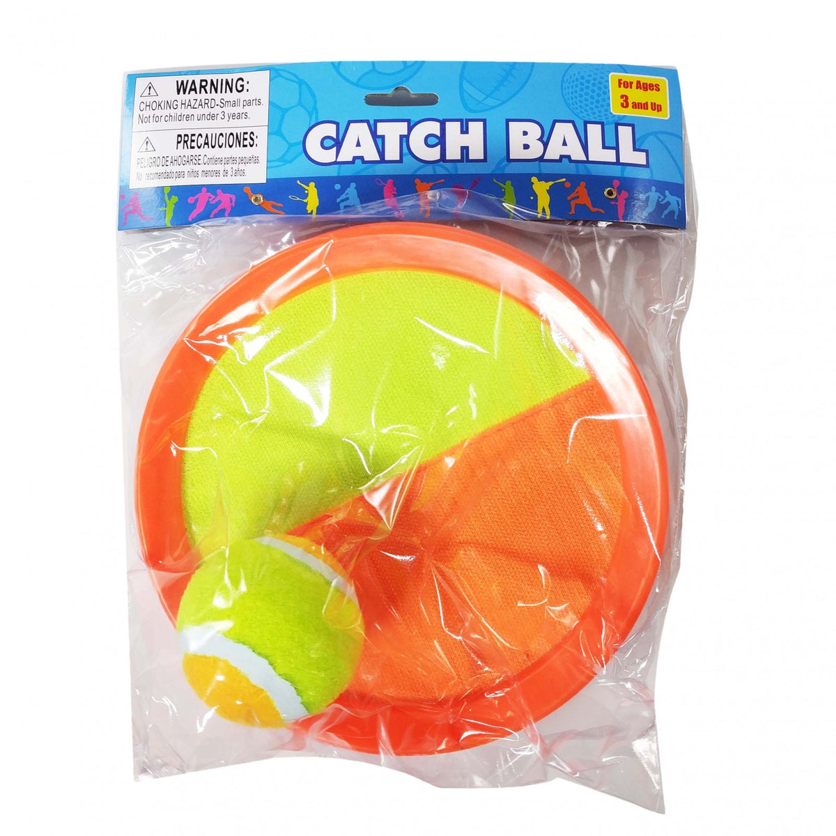 2 Pack TychoTyke Toss and Catch Self Stick Paddle Game Set Orange, view 6
