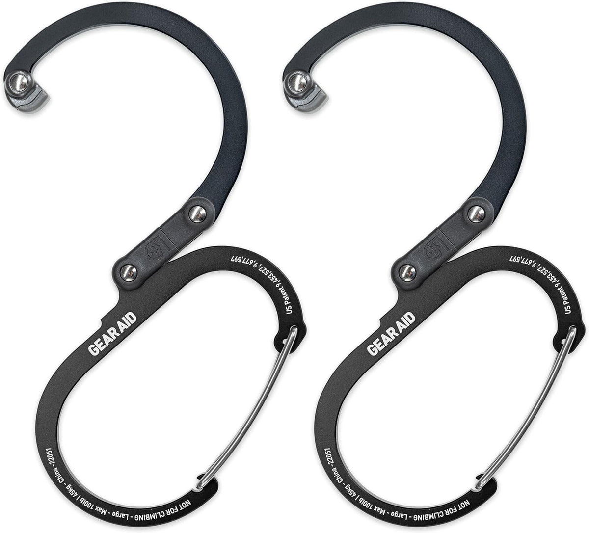 HEROCLIP Large Black Carabiner Clip Hook for Camping, Backpack (2 Pack Sizes), view 7