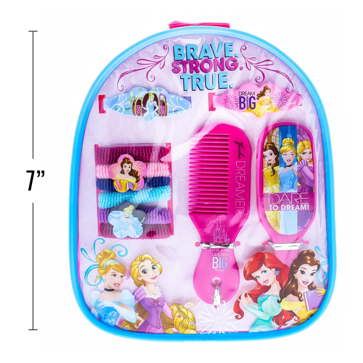 2 Pack Disney Princess Girls 10pc Dress Up Play Hair Style Brush & Backpack, view 9