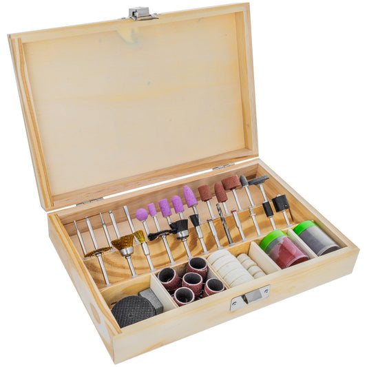 Universal Tool 100pc Polish Sand Cut Rotary Accessory Set in Wooden Box, view 2