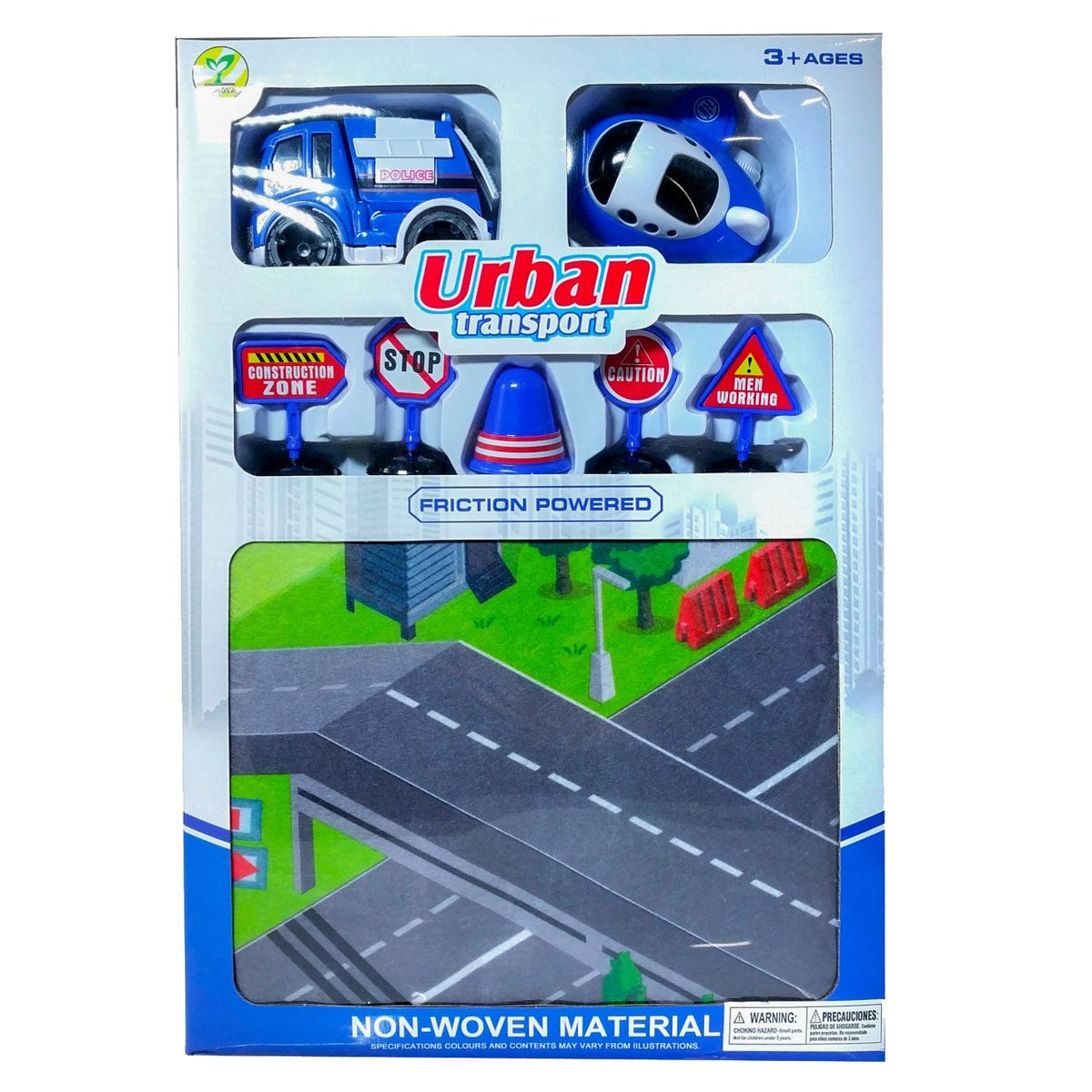 Kidplokio 8pc Urban City Police Friction Powered Toy Cars with Play Mat, Blue,, view 10