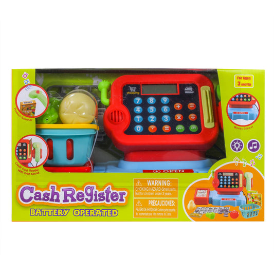 Kidplokio Touch Pad Cash Register for Kids Pretend Play Toy Money Microphone Red, view 2