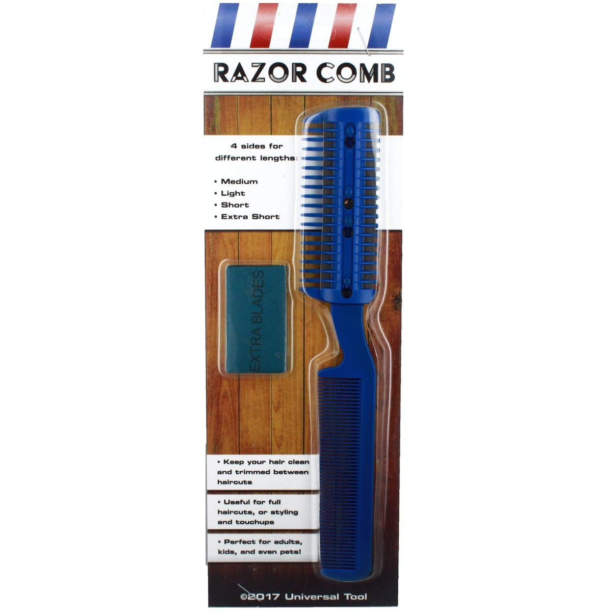 Unisex Razor Comb Home Hair Cut Thinning Feathering Trimming with 6 Extra Blades, view 5