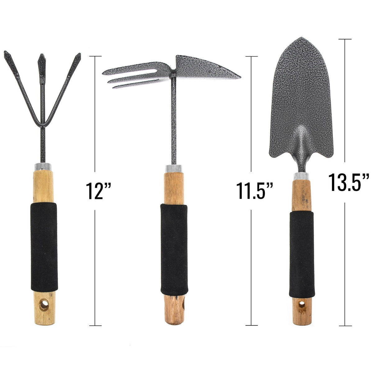 ToolTreaux Wooden Steel Handheld Garden Tools Set Rake Shovel Cultivator, view 14