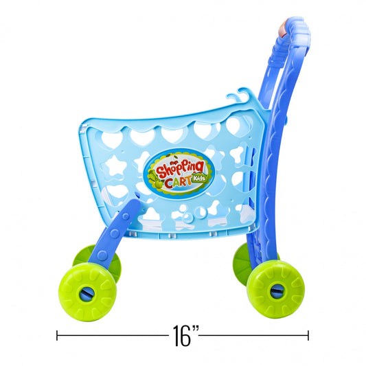 Kidplokio Blue Jumbo Shopping Cart Pretend Playset Play Food Kids Ages 3 and Up, view 2