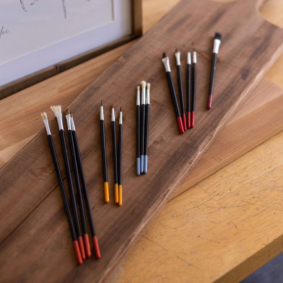 ToolTreaux Artist Paint Brushes Natural Hair Bristles Wooden Grip Assorted 15pc, view 7