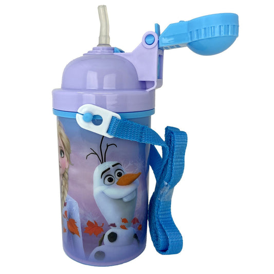 Frozen II Girls Canteen Water Bottle Anna Elsa Pop Up Lid with Shoulder Strap, view 2