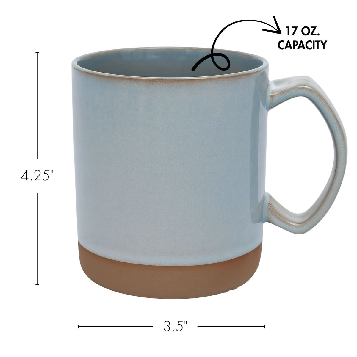 Beille 17oz Stoneware Terracotta Coffee Mug Farmhouse Decor Kitchen (4 Colors)