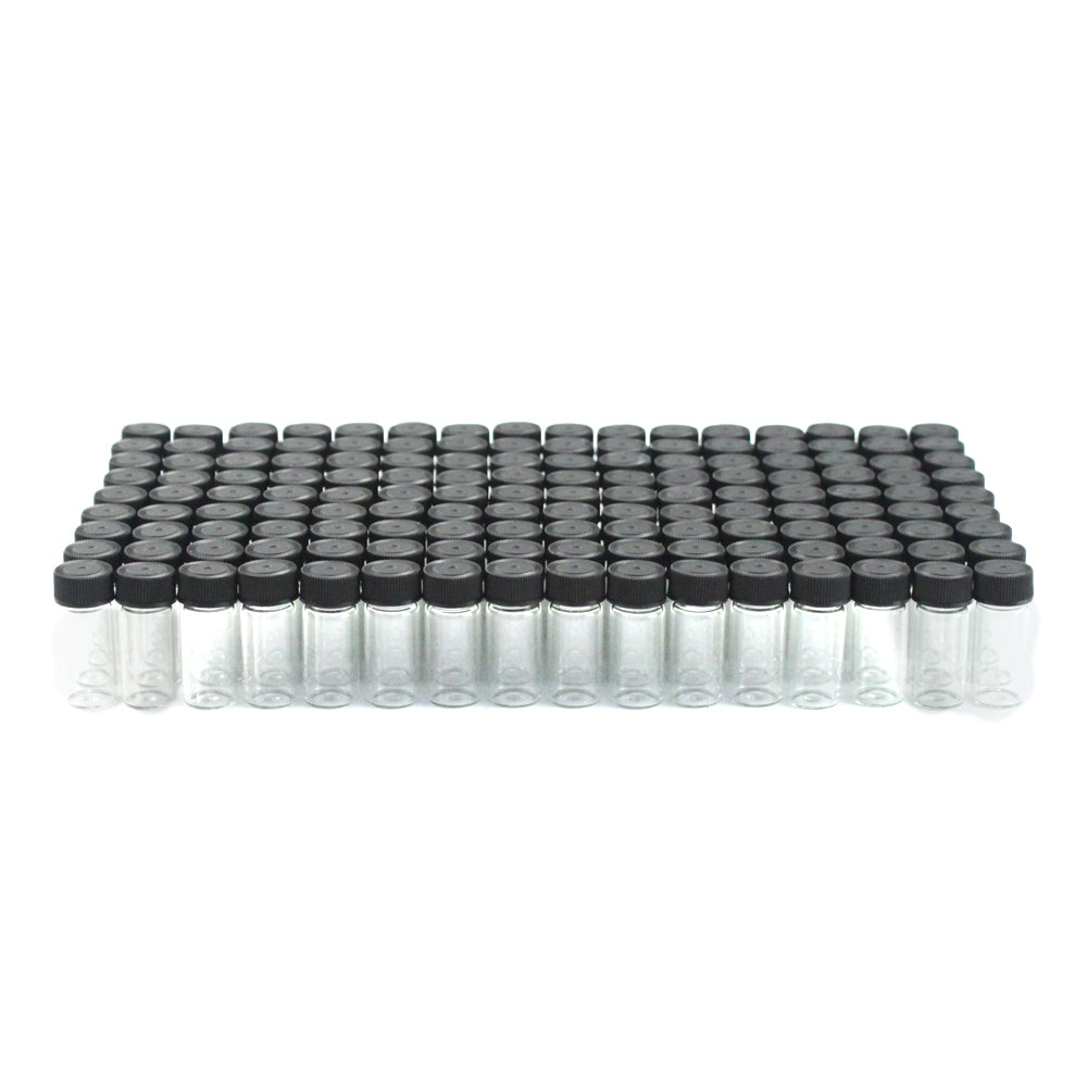 set of 144 glass vials for craft and hobby storage