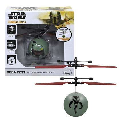 Star Wars UFO Ball Helicopter toy featuring Mandalorian, Yoda, and Stormtrooper