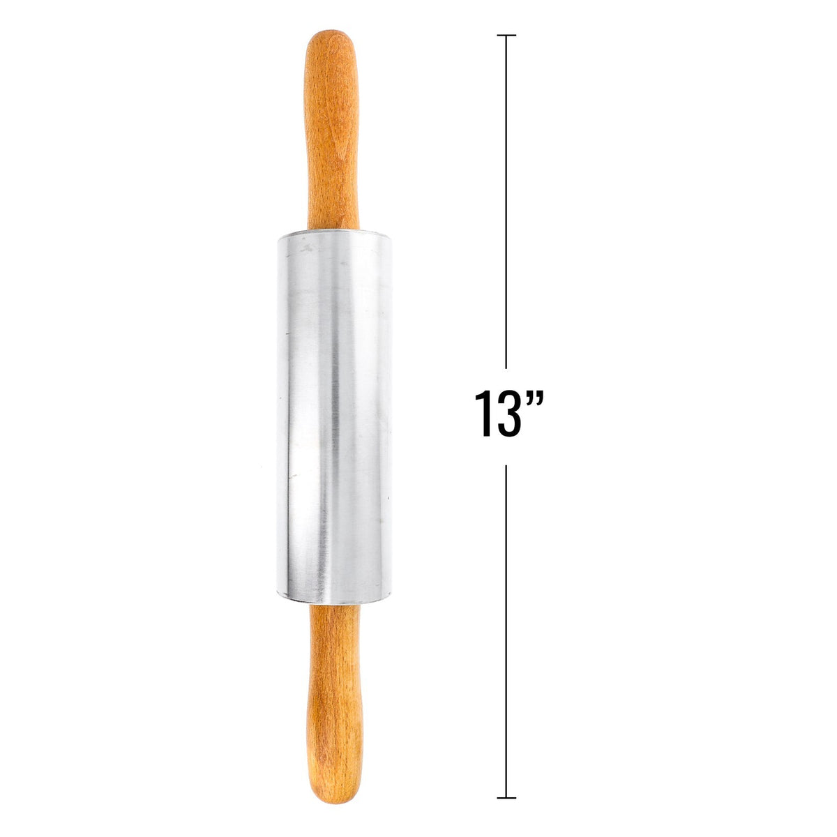 Beille Oak Wood Stainless Steel Barrel Classic Bakers Rolling Pin Baking 13" 17"