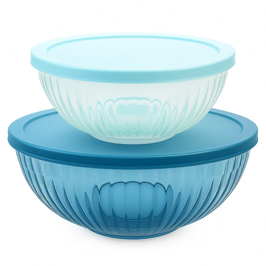 Beille Glass Mixing Bowls with Lids for Food Storage Cooking Supplies (2 Sizes)