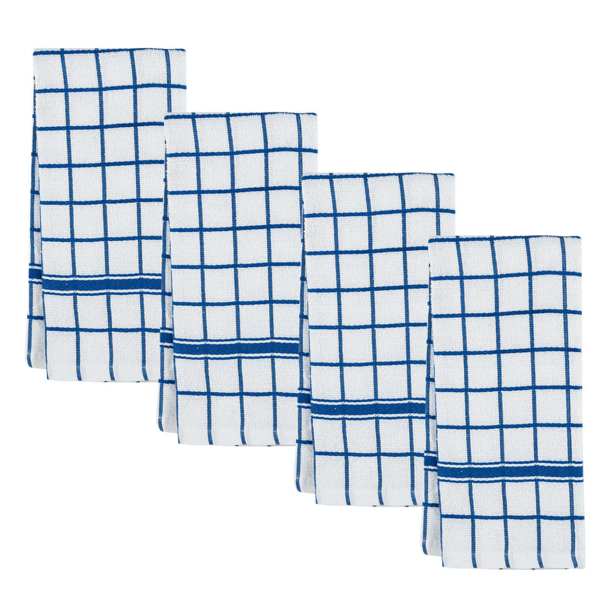 Beille 4pc 100% Cotton Terry Classic Windowpane Dish Towels Set (2 Colors)