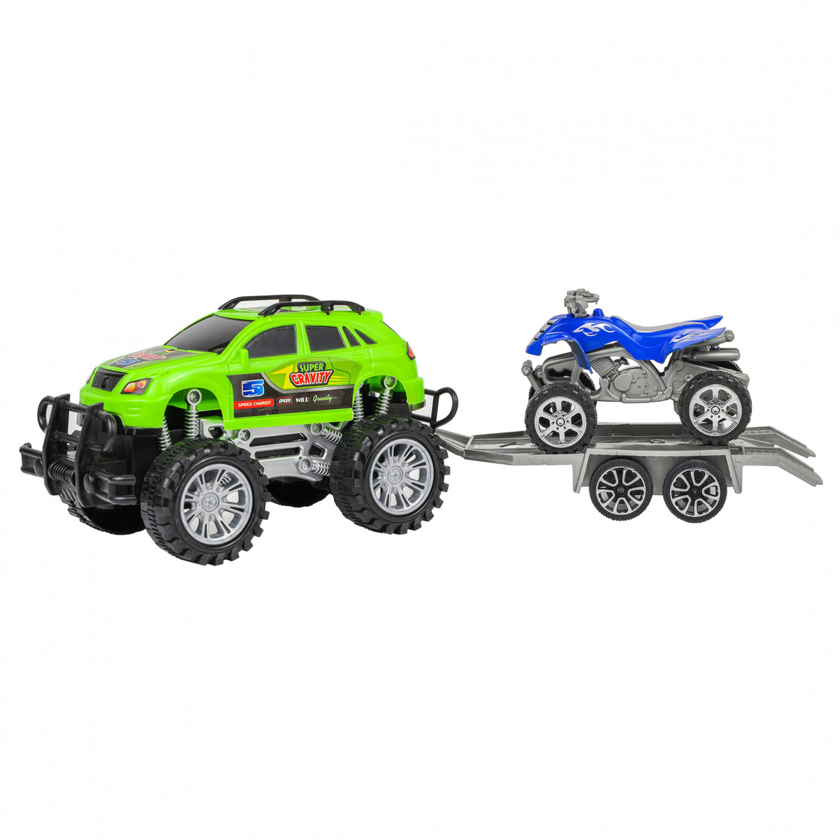 Kidplokio Monster Trucks Toy ATV Off Road Friction Trailer Pull Back Cars, view 19