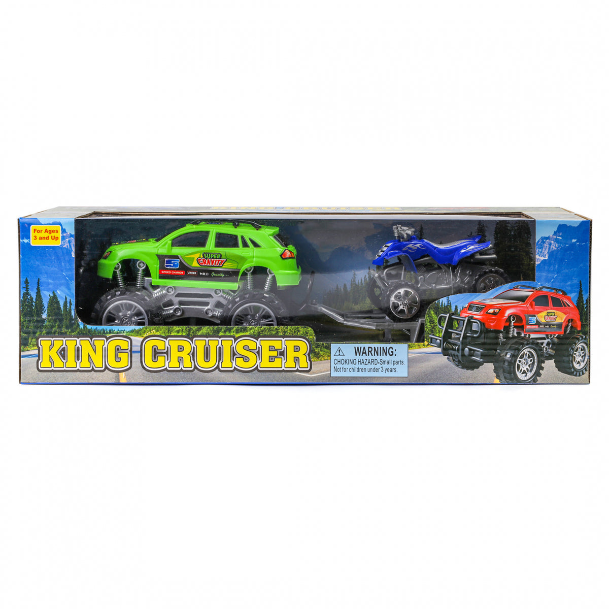 Kidplokio Monster Trucks Toy ATV Off Road Friction Trailer Pull Back Cars, view 20