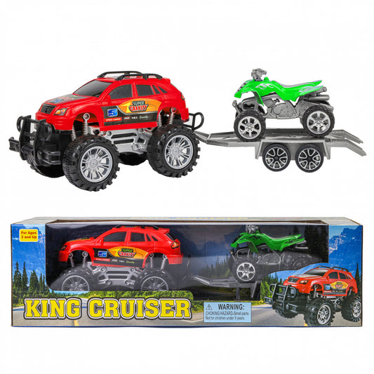 Kidplokio Monster Trucks Toy ATV Off Road Friction Trailer Pull Back Cars, view 2