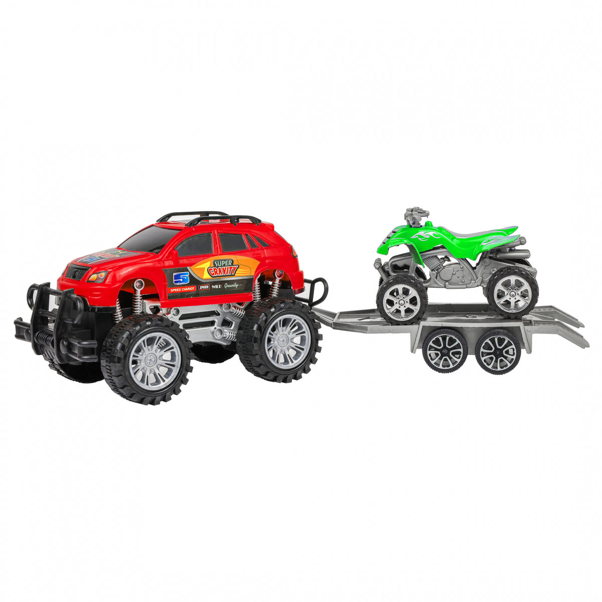 Kidplokio Monster Trucks Toy ATV Off Road Friction Trailer Pull Back Cars, view 9