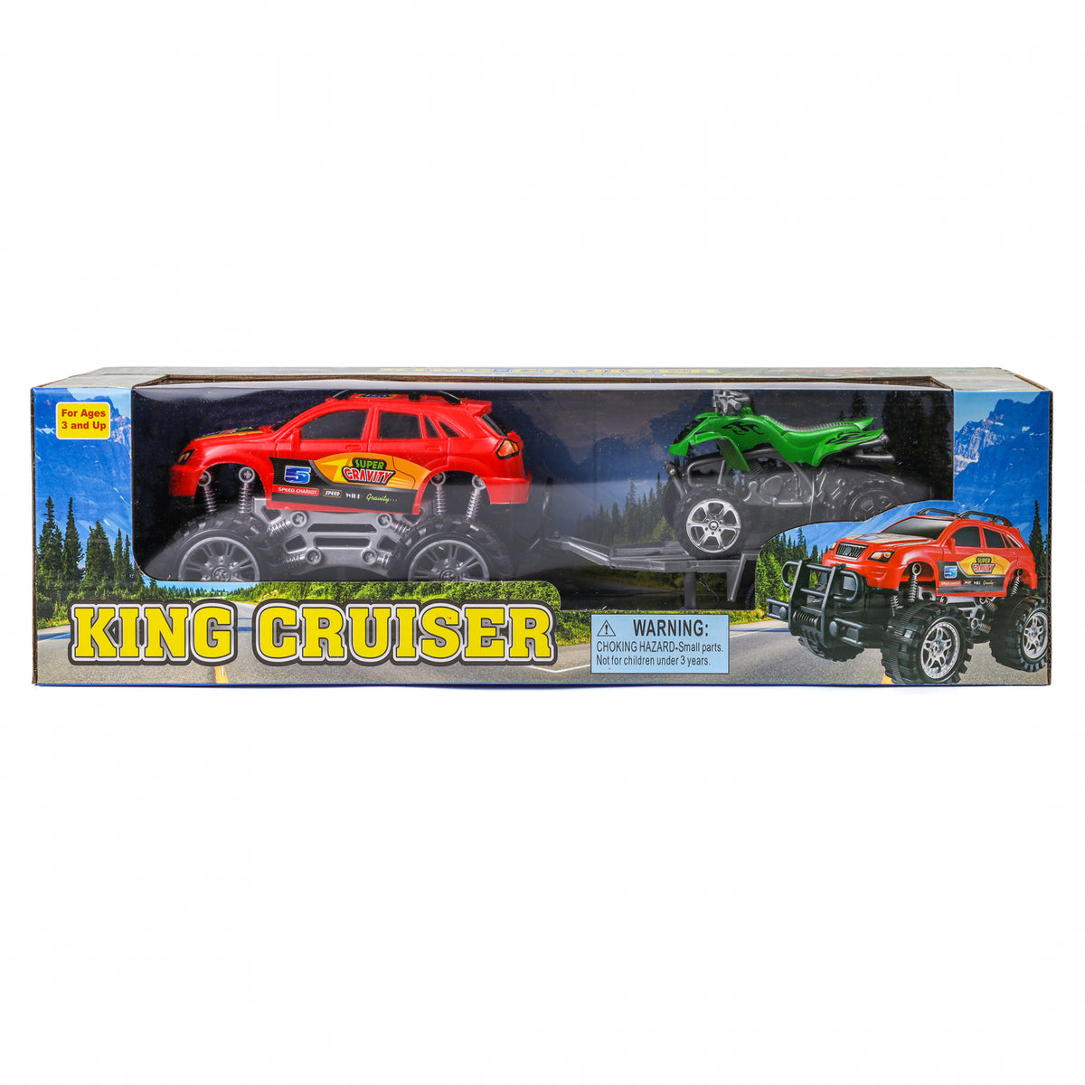 Kidplokio Monster Trucks Toy ATV Off Road Friction Trailer Pull Back Cars, view 10