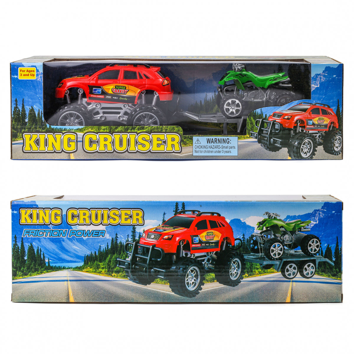 Kidplokio Monster Trucks Toy ATV Off Road Friction Trailer Pull Back Cars, view 11