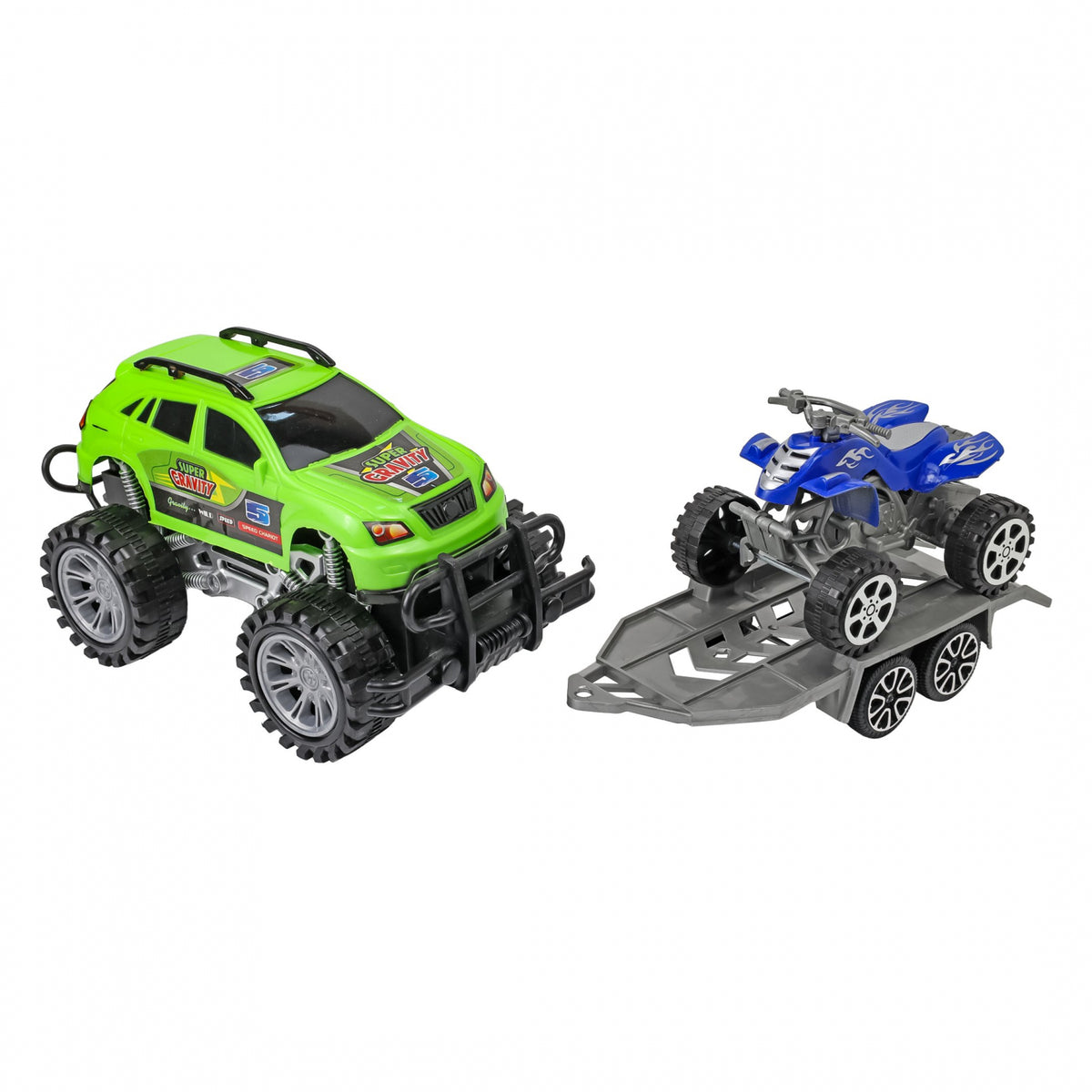 Kidplokio Monster Trucks Toy ATV Off Road Friction Trailer Pull Back Cars, view 15