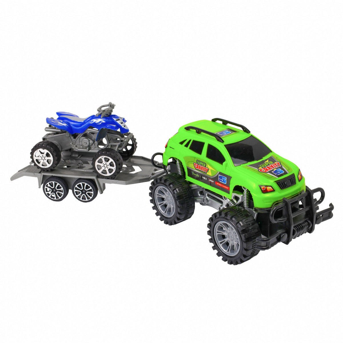 Kidplokio Monster Trucks Toy ATV Off Road Friction Trailer Pull Back Cars, view 16