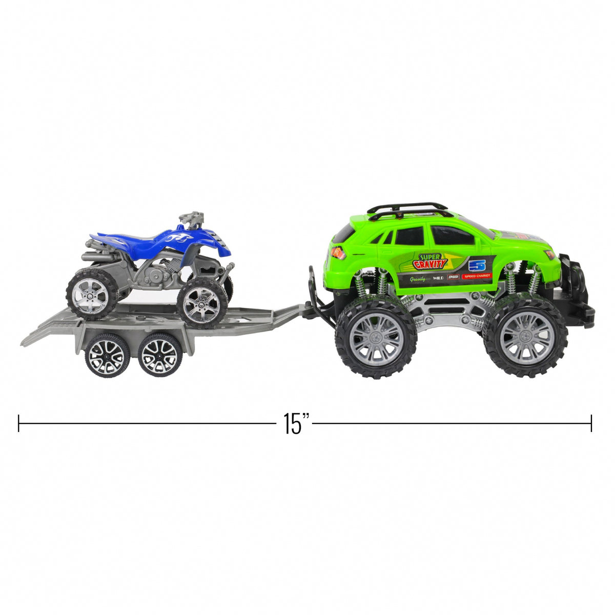 Kidplokio Monster Trucks Toy ATV Off Road Friction Trailer Pull Back Cars, view 13