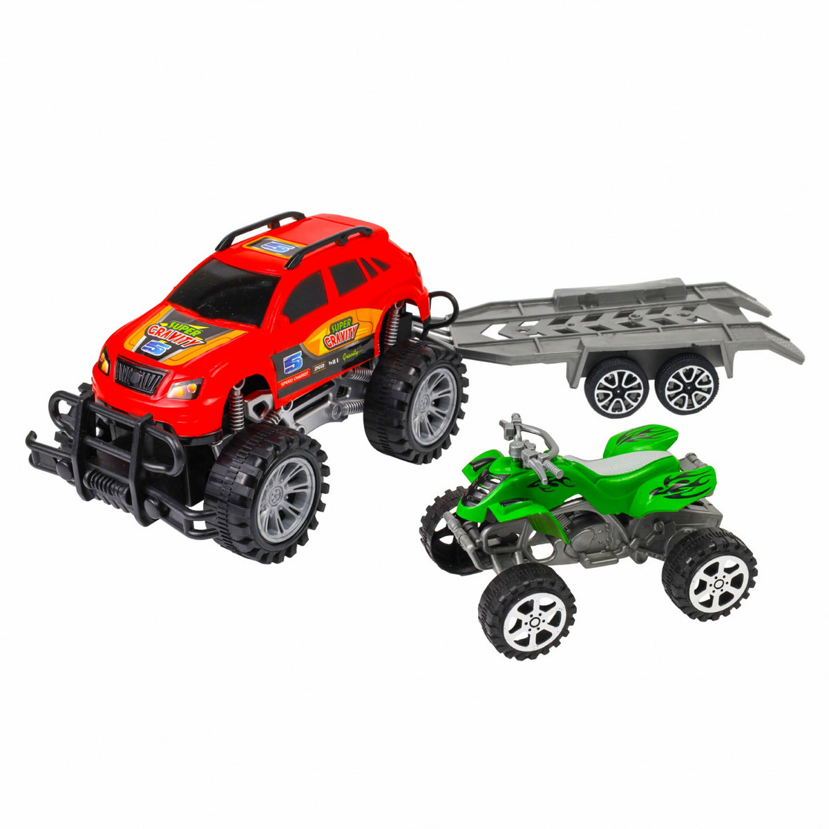 Kidplokio Monster Trucks Toy ATV Off Road Friction Trailer Pull Back Cars, view 5