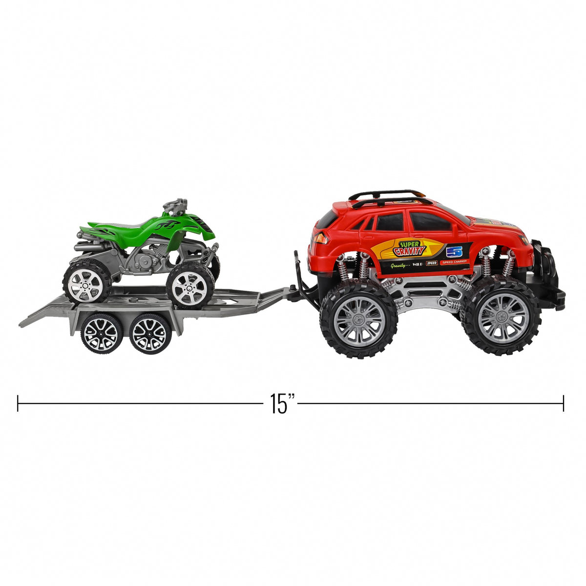 Kidplokio Monster Trucks Toy ATV Off Road Friction Trailer Pull Back Cars, view 6
