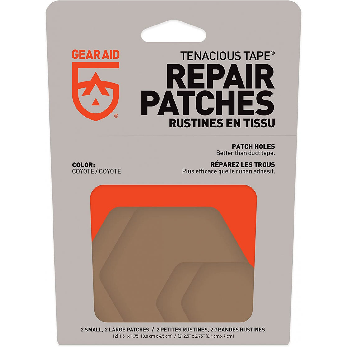 GEAR AID Tenacious Tape Repair Patches for Jackets, Outdoor Gear, 2.5" 1.5" Hex, view 15