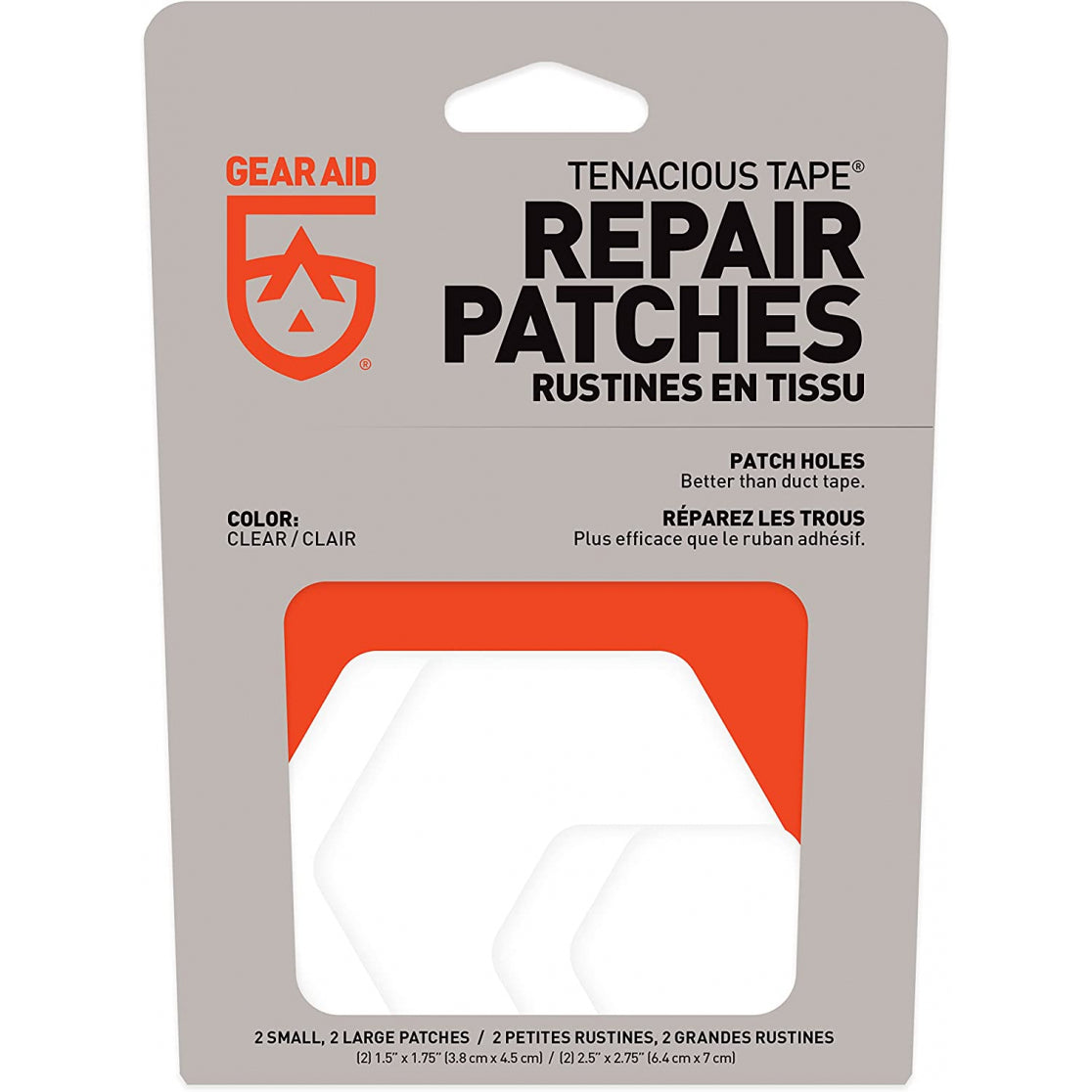 GEAR AID Tenacious Tape Repair Patches for Jackets, Outdoor Gear, 2.5" 1.5" Hex, view 3