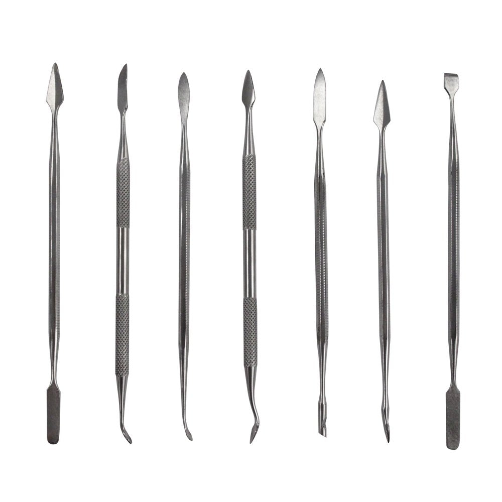 Stainless steel wax carver and spatula tip pick crafting tools from ToolTreaux arranged as a kit.