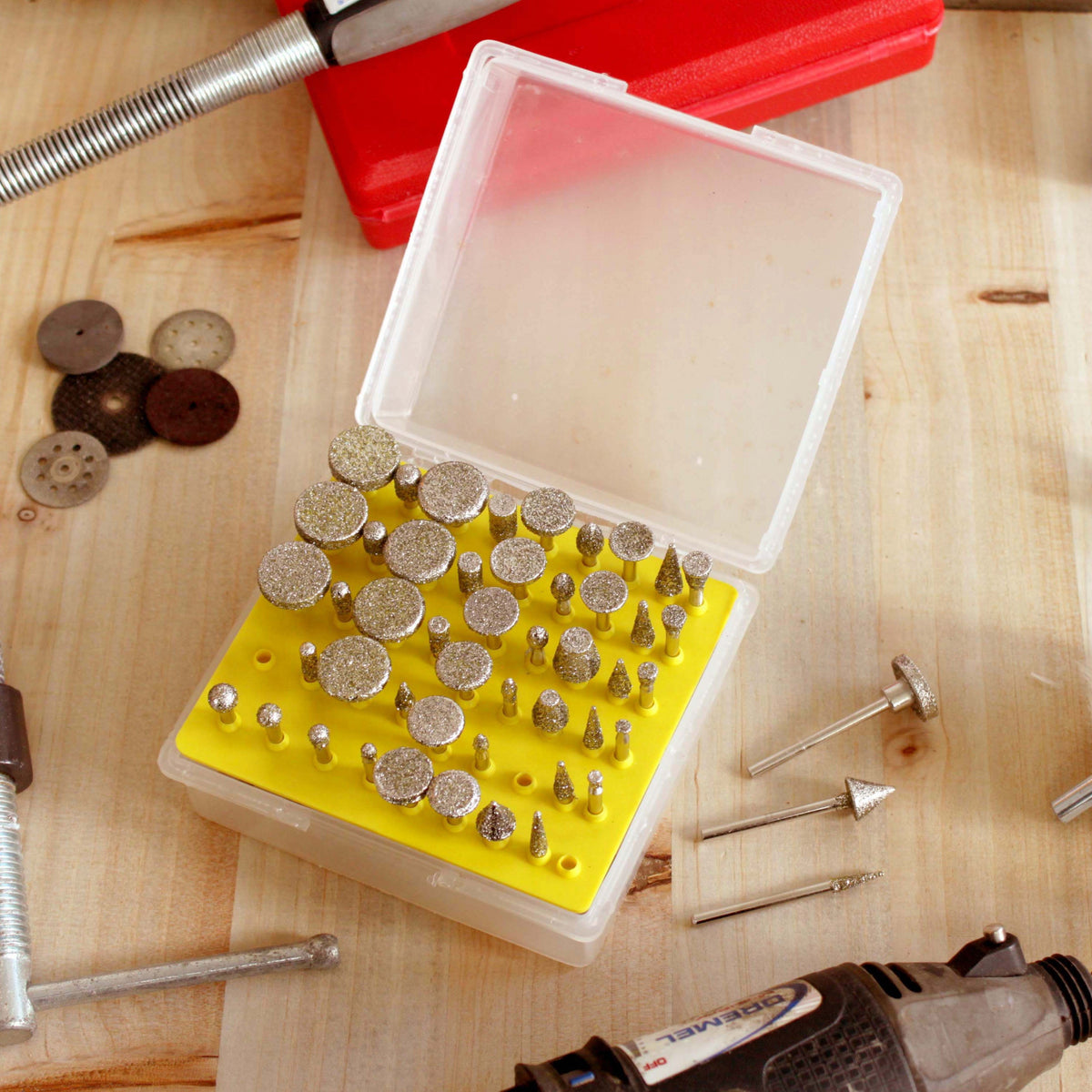 50pc Diamond Burr Bit Set for  Rotary Tool (Multiple Grit Sizes), view 6