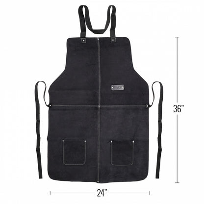 ToolTreaux Unisex Large Leather Workshop Apron Full Body with Pockets, view 3