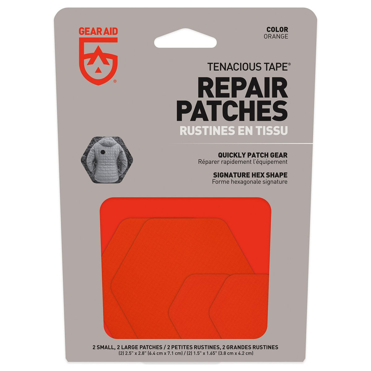 GEAR AID Tenacious Tape Repair Patches for Jackets, Outdoor Gear, 2.5" 1.5" Hex, view 20