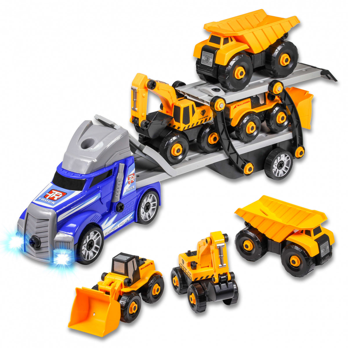 Kidplokio Giant Engines 1:32 Scale Semi Truck Construction Cargo Carrier Toy, view 3