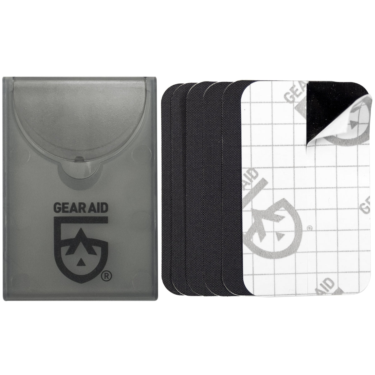 GEAR AID Tenacious Tape mini patches, small rectangular pieces for gear repair, sized 1.5 x 2.5 inches.