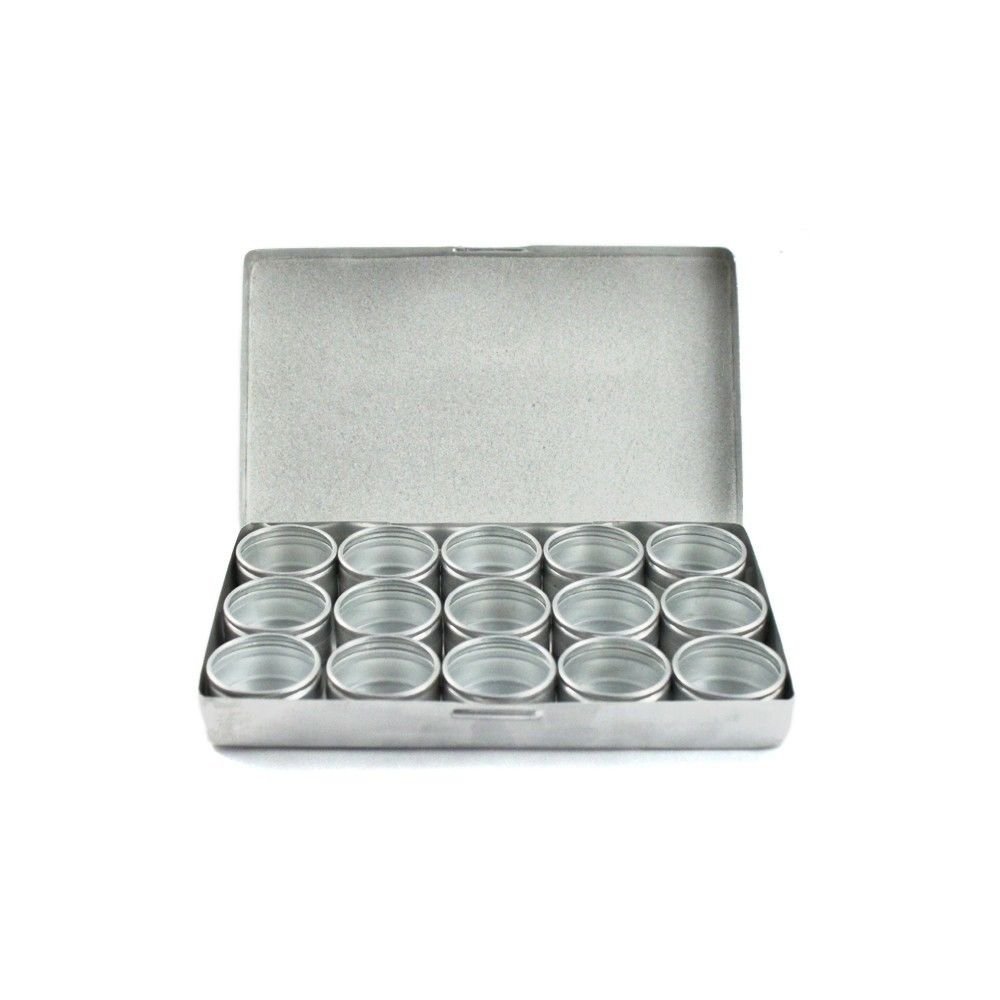 ToolTreaux Aluminum Jar Storage Tin Case, 1/2 Oz Container and Display Set, view 2
