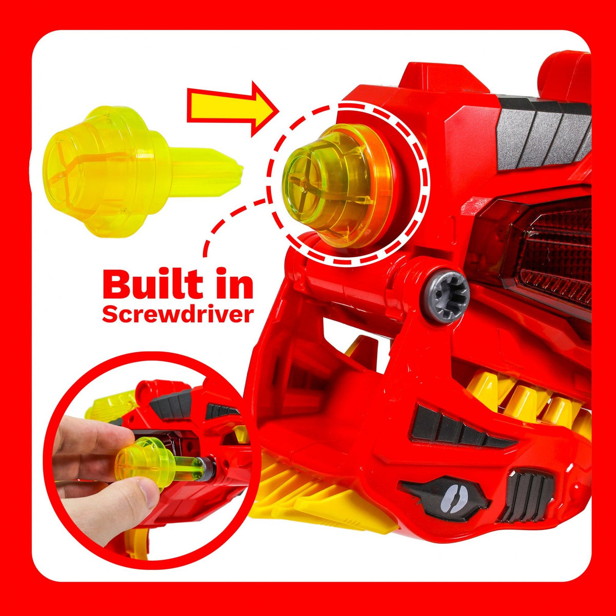 Kidplokio 3 in 1 Transforming Dinosaur Toy Space Blaster Lights and Sounds, Red, view 6