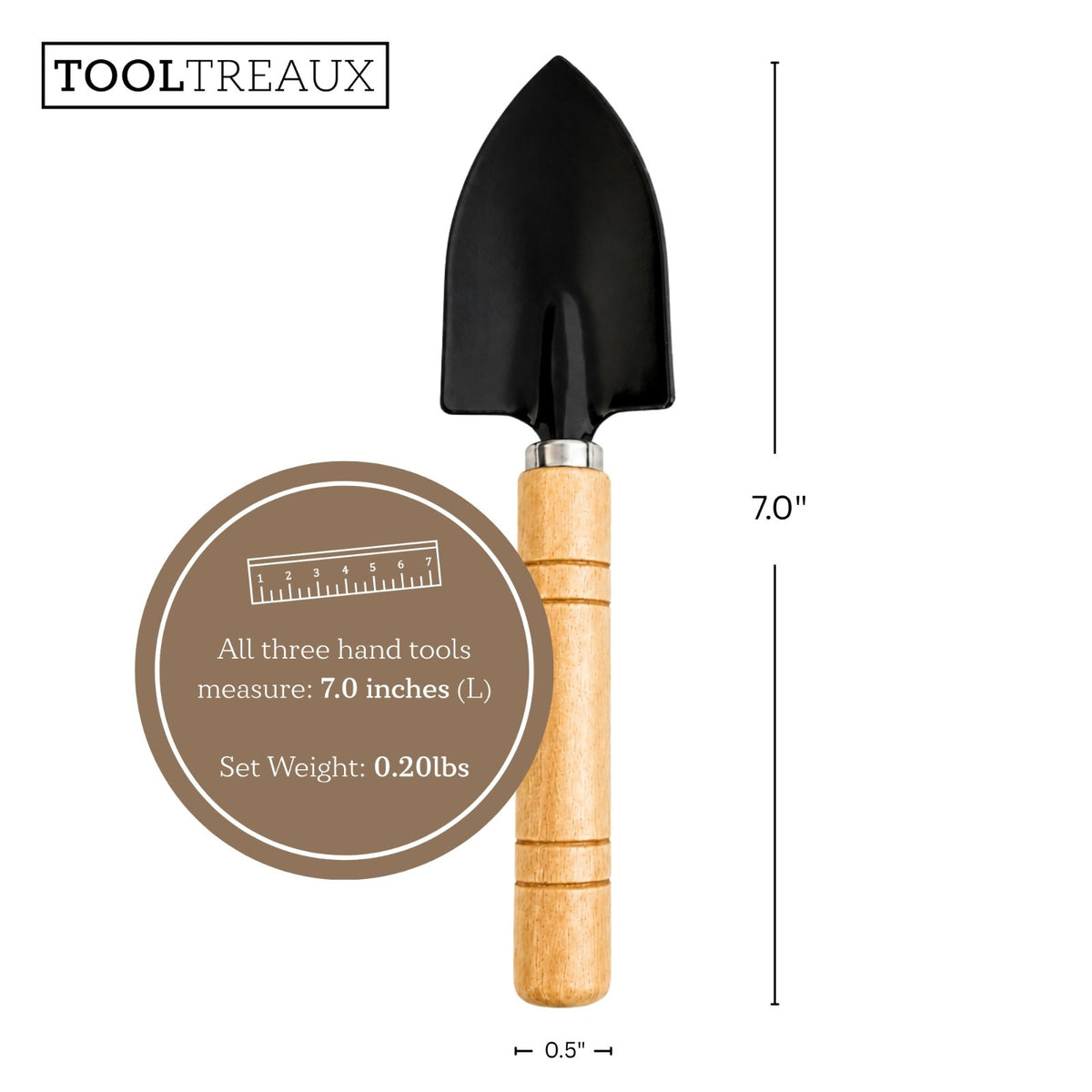 ToolTreaux 3pc Mini Garden Tools Set with Hand Trowels and Cultivator (7 Inches), view 3
