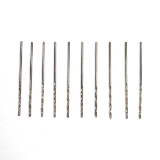 set of ten small high speed steel drill bits with 1/16 inch shank