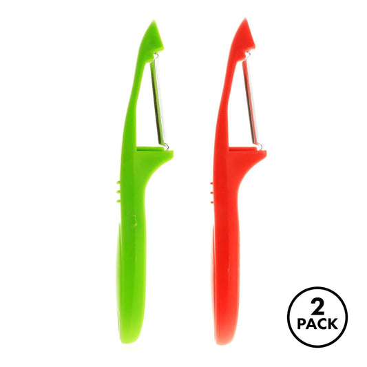 Two Universal Handy Helpers fruit and vegetable peelers in matching design, shown together.