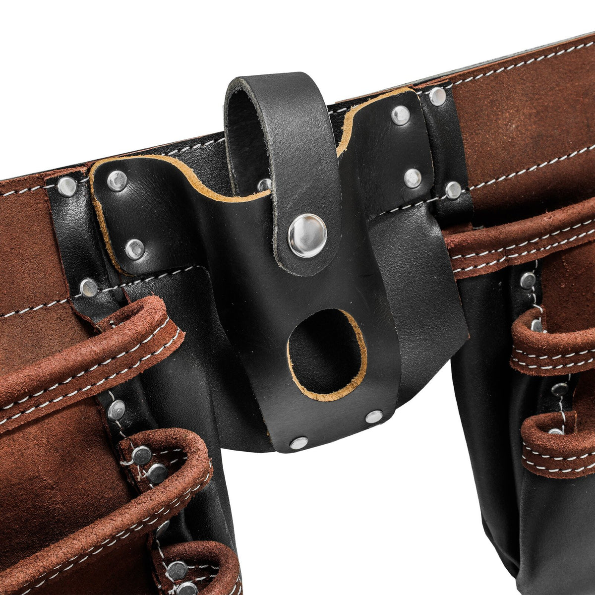 ToolTreaux 13 Pocket Oil Tanned Leather Tool Belt with 2 Hammer Loops, Brown, view 8