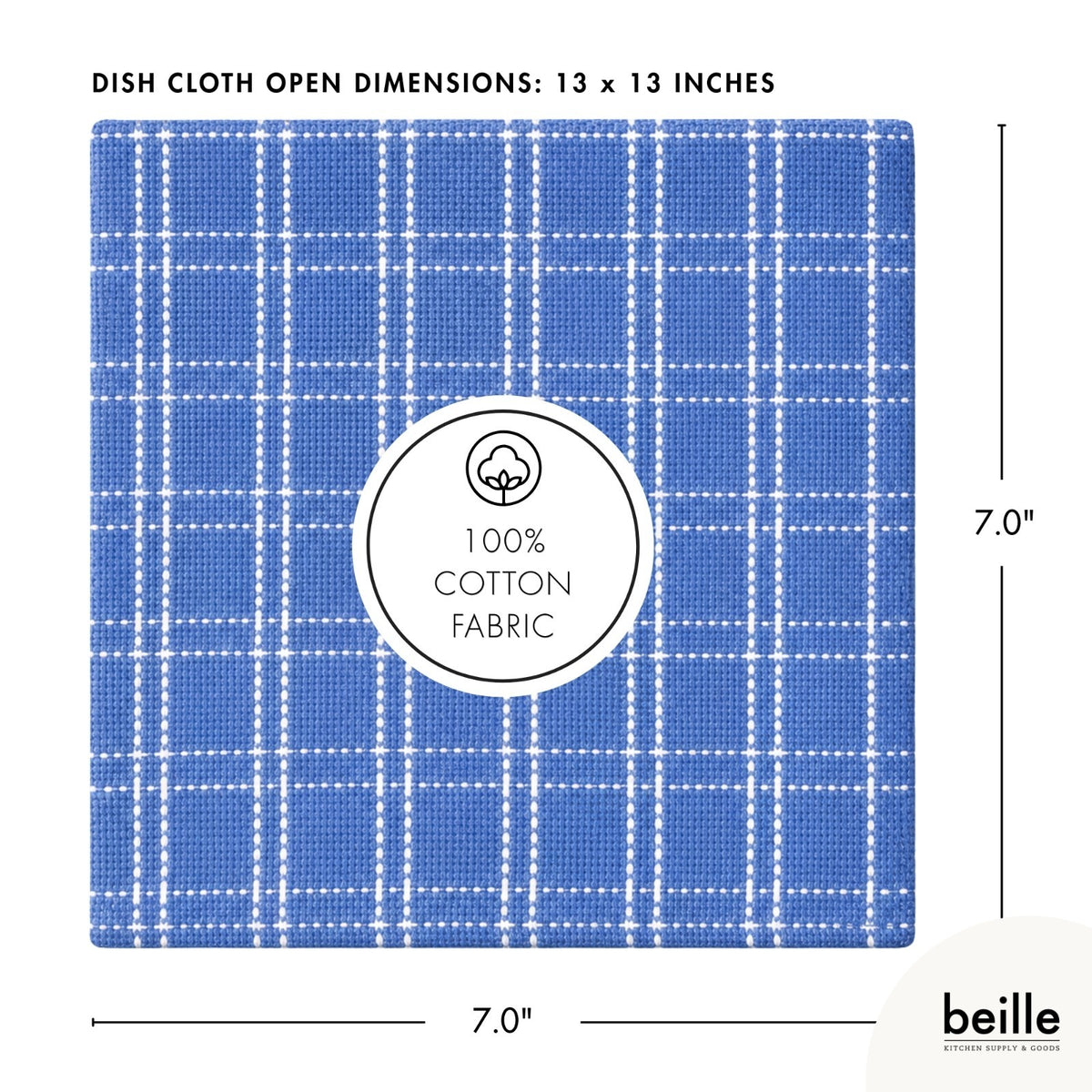 2 Pack Beille 100% Cotton Kitchen Dish Cloth & Tea Towels Machine Washable 5pk