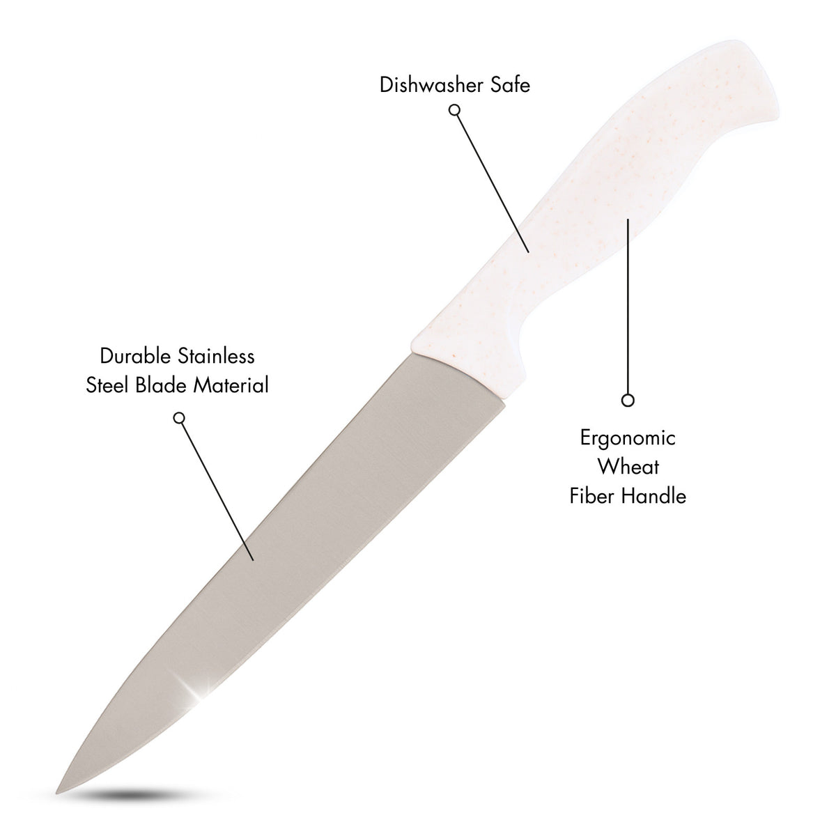 Beille Stainless Steel and Wheat Fiber Handle Kitchen Knives (Many Styles)