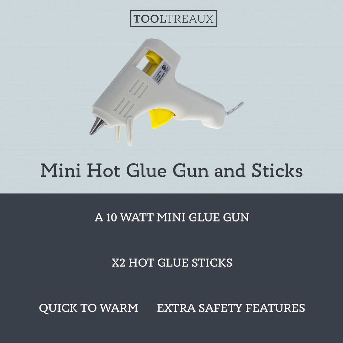 ToolTreaux 10 Watt Mini Glue Gun and Hot Glue Sticks Crafting Supplies Kit, 3pc, view 3