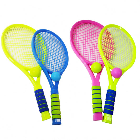 TychoTyke kids tennis racket play set with rackets and balls in two colors for outdoor use
