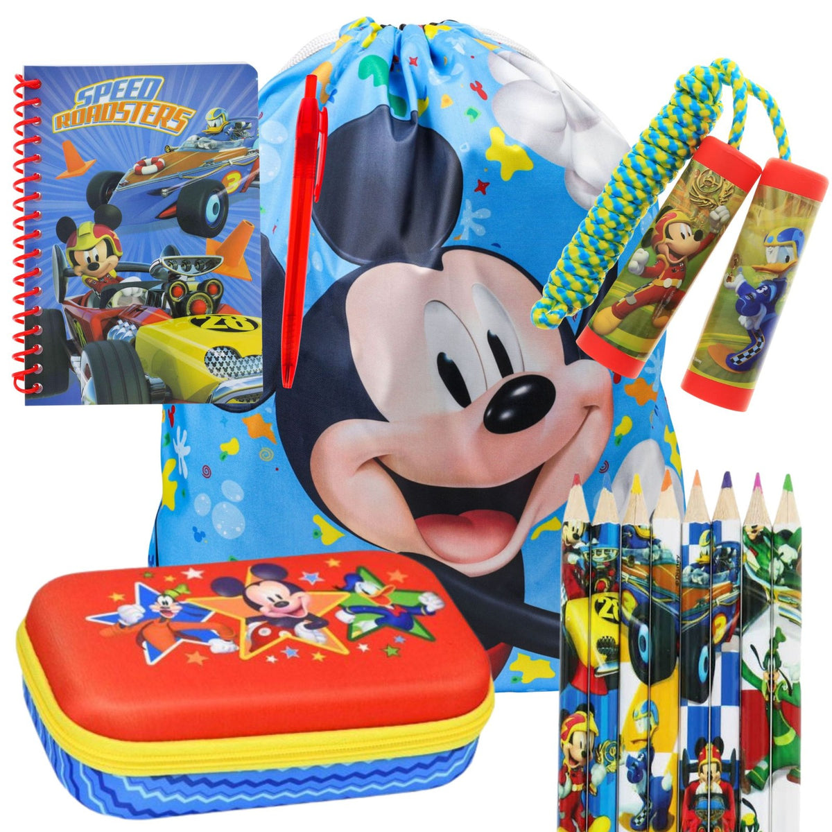 Disney Mickey Mouse cinch bag drawstring backpack with 13 pieces, for kids age 3+