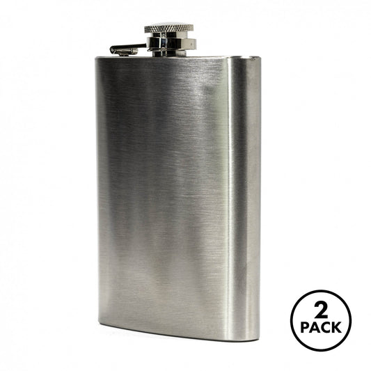 Two chrome stainless steel hip flasks, each holding 8 ounces