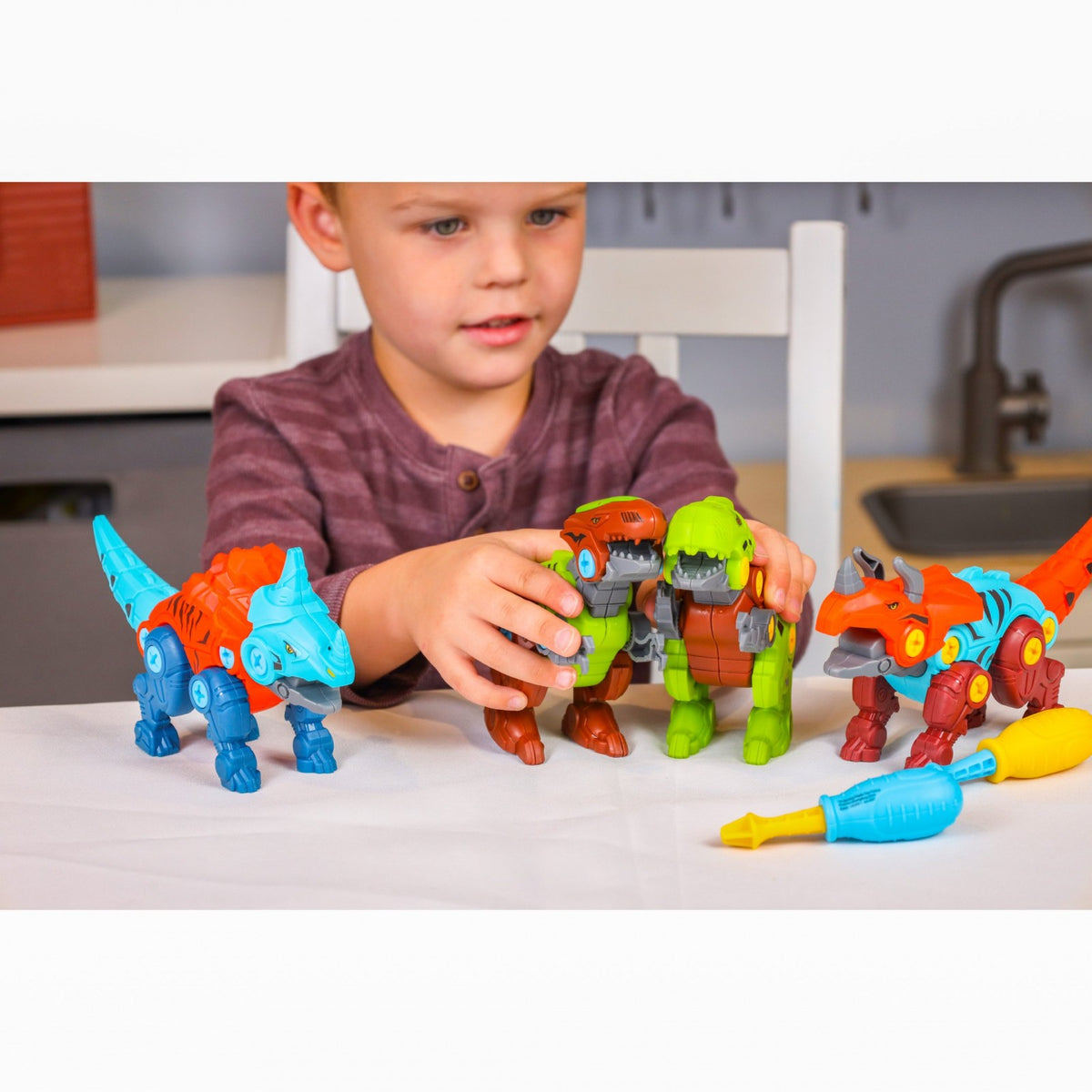 Kidplokio DIY Build Dinosaur Robot Assembly Toy Figure Play Set Boys Ages 3+, view 5